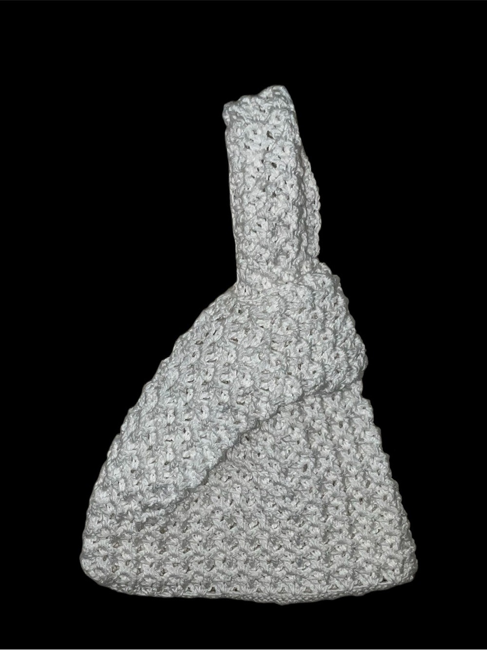 Handmade Crochet Japanese Knot handbag crochet knit look wristlet white